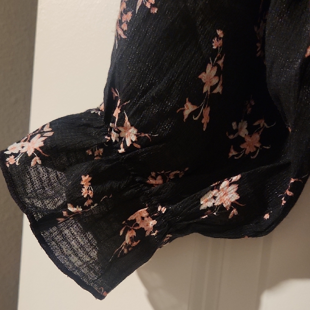 Womens Zenobia Black and Pink Floral Stretchy Blouse Size 1xl - Picture 4 of 5